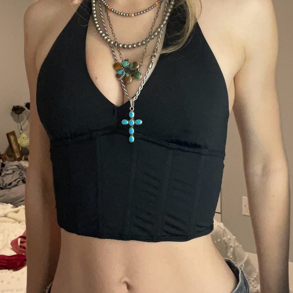 Gilly Hicks Black Halter Crop Top